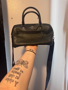 Coach Black Pebbled Leather Mini Satchel with Strap